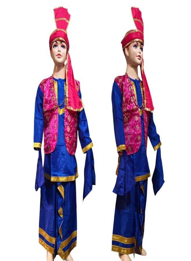 MODERNAZ زي رقص البانغرا البنجابي من مودرناز للأولاد، زي تنكري للأطفال، مناسب للعروض والمسابقات المدرسية السنوية (لون أزرق، 3-4 سنوات) - Image 1